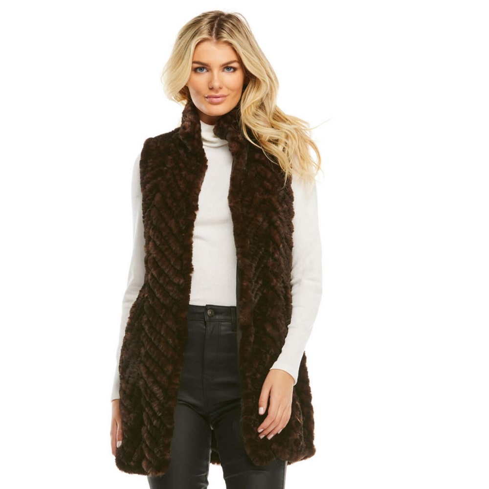 Chocolate brown faux fur vest NWOT